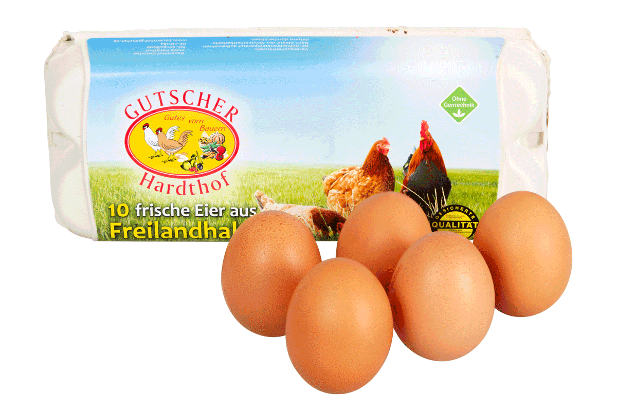Eier aus Freilandhaltung, Bauer Gutscher, 10 Stück, Größe L